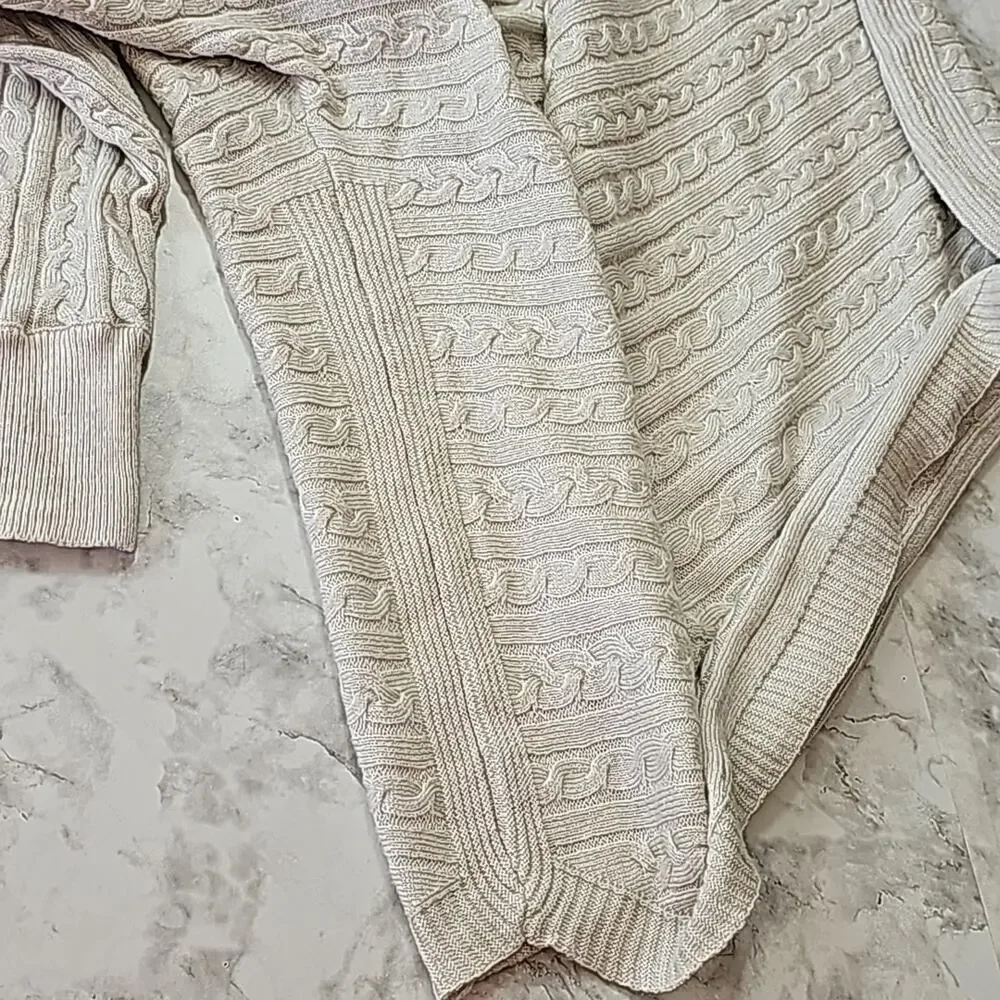 Cashmere Silk Blend Cable Knit Dolman Sleeve Fairy Beach Women Sz M Gray Sweater